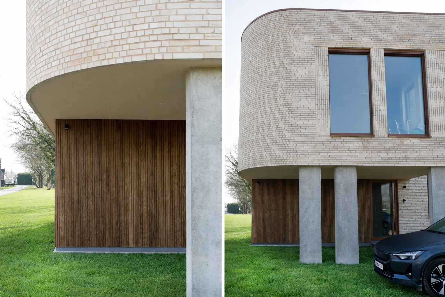 Moderne Gevel Met Groen Gras