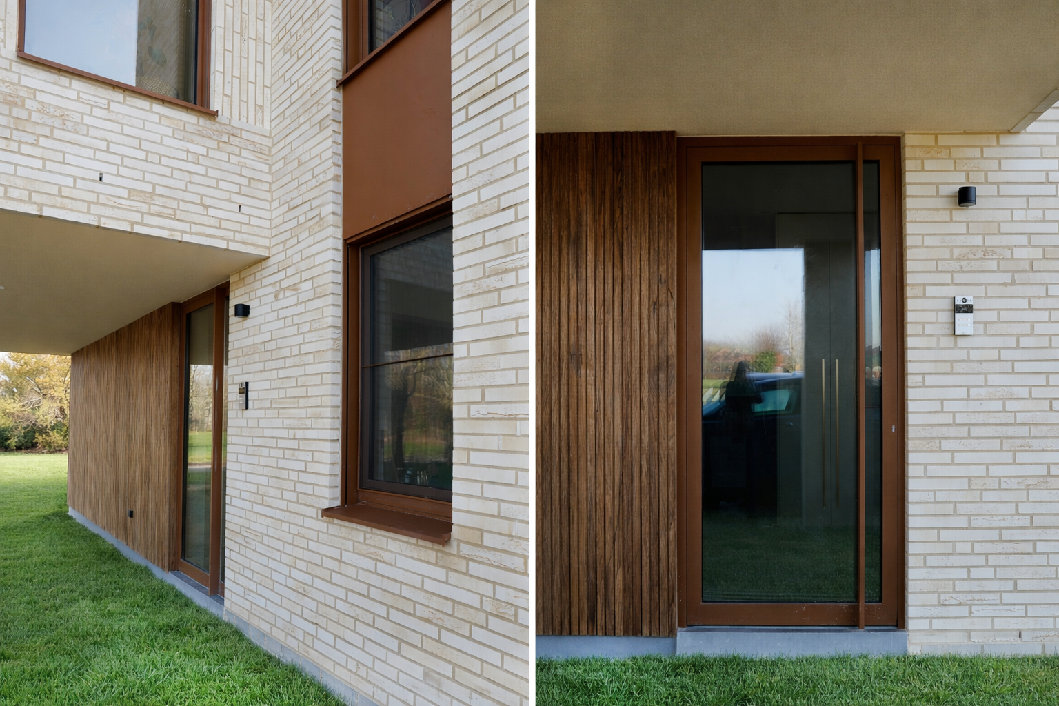 Moderne Gevel Met Houten Bekleding